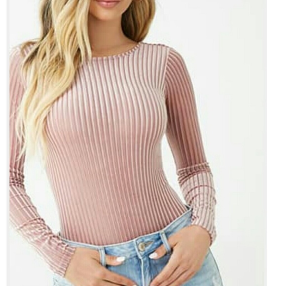 Forever 21 Tops - !!Final Sale!! Velvet Shadow Striped Bodysuit